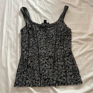 Black and white Floral Corset